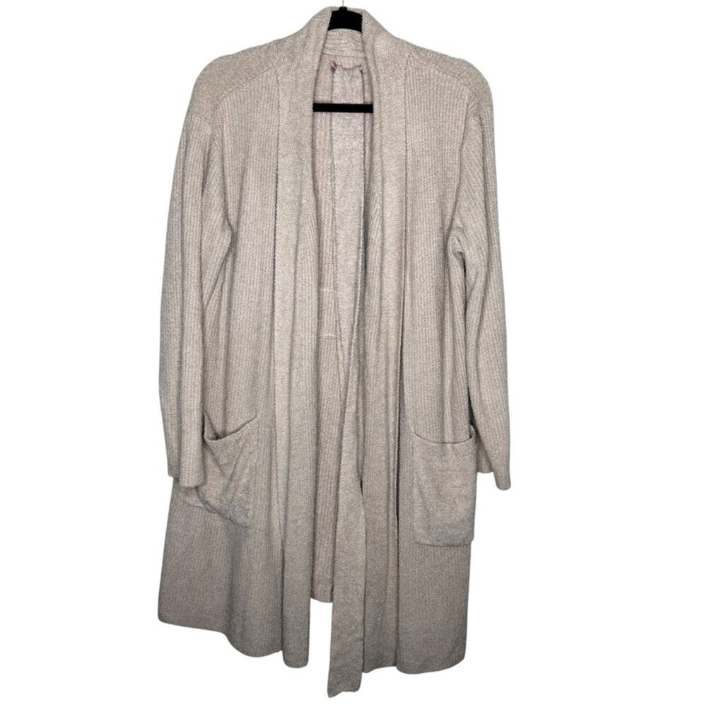 BAREFOOT DREAMS / tan cream cozy chic lite ribbed robe / L/XL